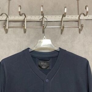 BYLT Jacket Men L Blue Premium Basics Clean Up Baseball Jersey Snaps Casual Gym